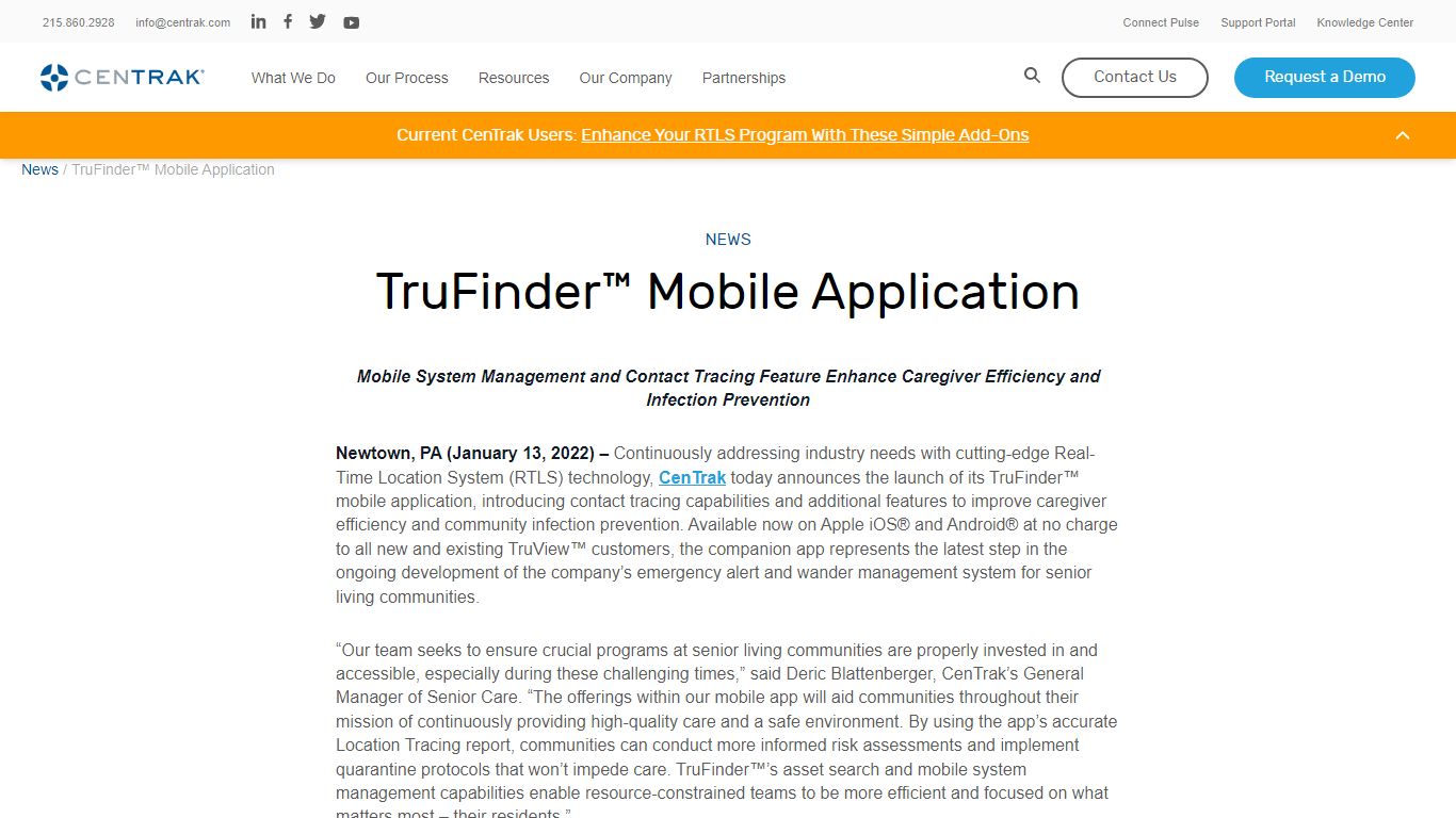 TruFinder™ Mobile Application | CenTrak